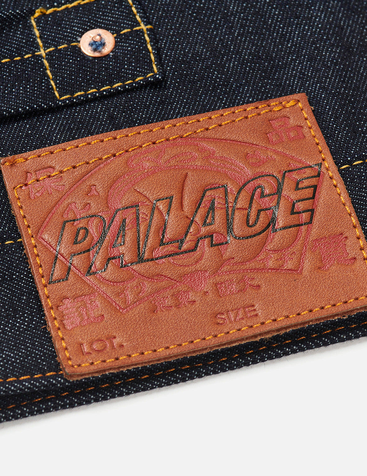 PALACE EVISU ロゴ刺繍とダイスダイコックプリント レギュラーフィット デニムジャケット