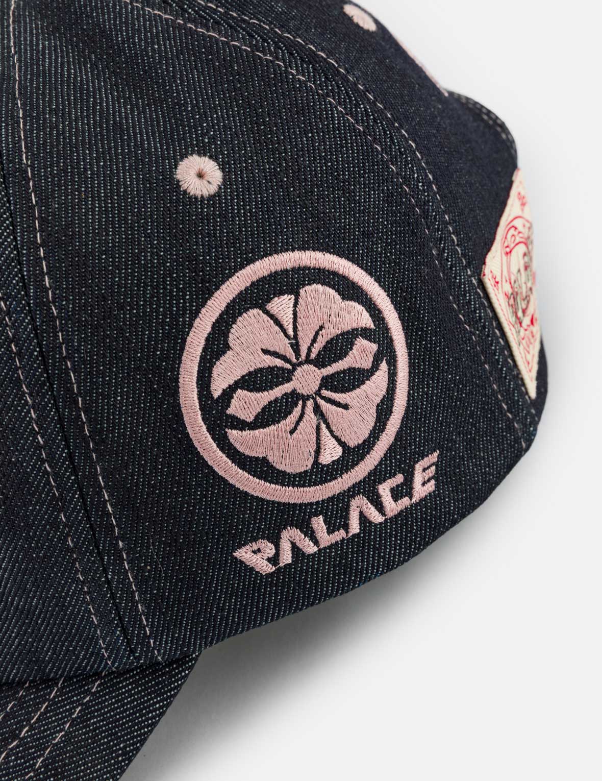 PALACE EVISU ディープインディゴ刺繍デニムキャップ PALACE EVISU ディープインディゴ刺繍デニムキャップ