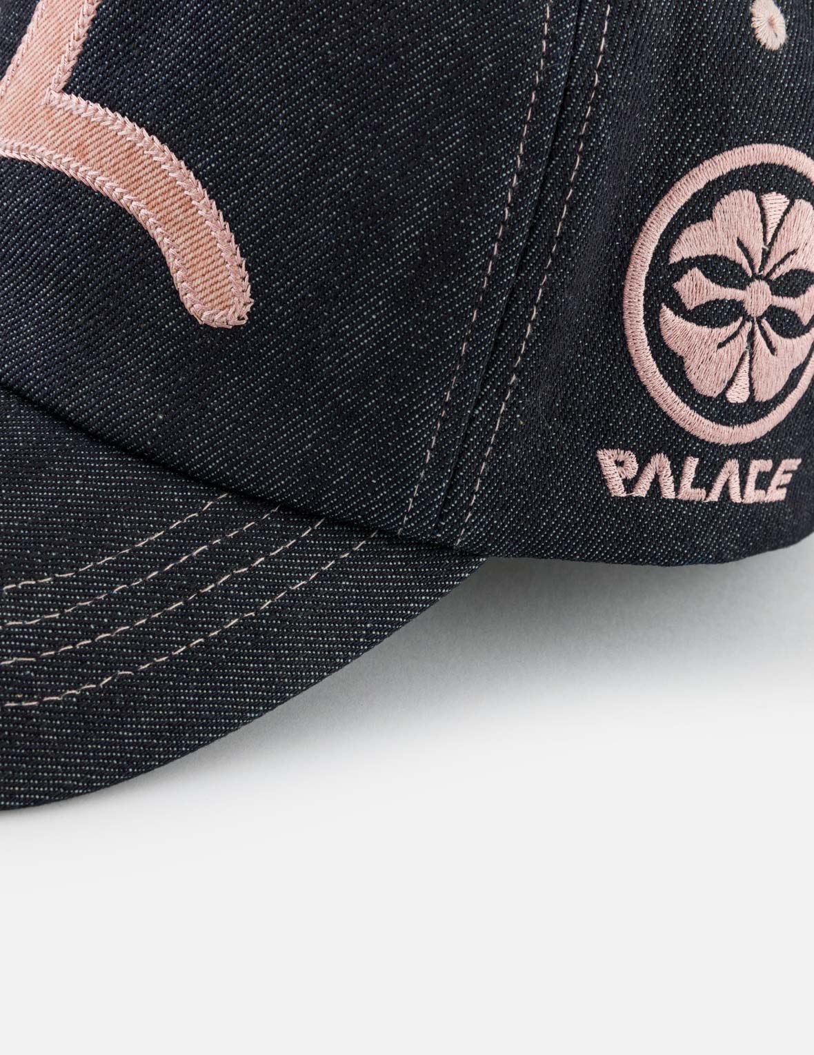 PALACE EVISU ディープインディゴ刺繍デニムキャップ PALACE EVISU ディープインディゴ刺繍デニムキャップ